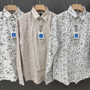 black letter cotton linen printed shirt