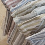 poloff half sleeve linen stripes shirt