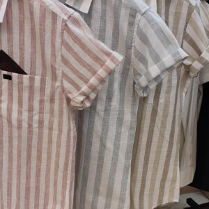 poloff half sleeve linen stripes shirt