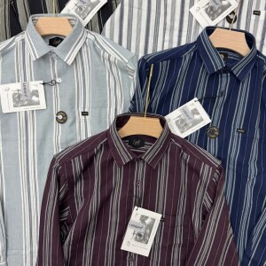 logoff cotton dobby stripes shirt