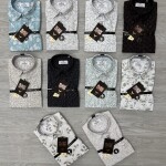 black letter half sleeve linen printed shirt