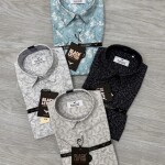 black letter half sleeve linen printed shirt