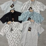 black letter half sleeve linen printed shirt