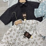 black letter half sleeve linen printed shirt