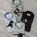 black letter half sleeve linen printed shirt