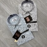 black letter half sleeve linen printed shirt