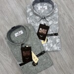 black letter half sleeve linen printed shirt