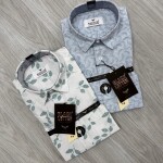 black letter half sleeve linen printed shirt