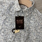 black letter half sleeve linen printed shirt