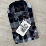 logoff cotton indigo double pocket checks shirt