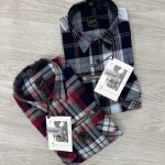 logoff cotton indigo double pocket checks shirt